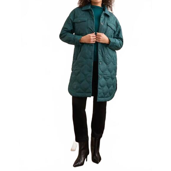 TRIBAL Jackets & Blazers - NEW TRIBAL long quilted button-up jacket with pockets in opal green